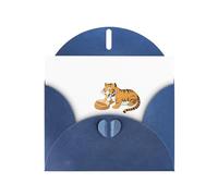 Blue HYTTER - Biglietto di auguri per Natale, compleanni e anniversari, motivo: tigre che mangia pane
