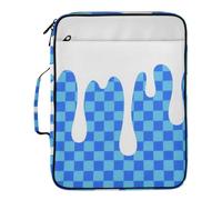 Blue Ice Cream Plaid - Cartella portadocumenti a quadri, 7 tasche, formato A4, formato lettera, con chiusura a cerniera, per la conservazione dei documenti in plastica espandibile, organizer