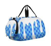 Blue Ice Cream Plaid Checked Ragazzo Palestra Duffel Bag con scomparto per scarpe Multifunzionale Sport Pernottamento Borsa da viaggio per Scuola Pratica, Sport, Viaggi