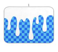 Blue Ice Cream Plaid Checked Riutilizzabile Piatto di Asciugatura Mat 18x24 Rettangolo Grande Scolapiatti stuoie per il bancone della cucina Decorativo Home Decor Essentials