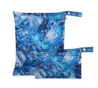 Blue Ice Cube, borsa da bagno bagnata con cerniera, confezione da 2 pezzi essenziali da viaggio per bambini, con manici per piscina, yoga