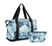 Blue Ice Cube Gym - Borsa sportiva per il fine settimana, con cinghia regolabile, pieghevole, blu cubetto di ghiaccio, taglia unica, Cubo di ghiaccio blu, 1 size