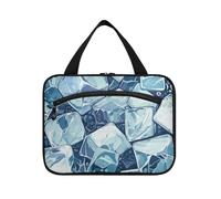 Blue Ice Cube Hanging Men Toiletry Bag con gancio, Designer Pieghevole Kit Rasatura per gli Uomini Backpacking estuche para maquillaje L