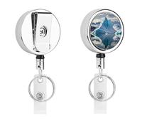 Blue Iceberg - Porta badge con bobina retrattile, clip per badge in acciaio inox, resistente, per lavoro, infermieri, insegnanti e sicurezza