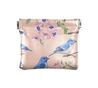 Blue Indigo Birds PU Leather Small Coin Fancy Personal Items Organizer per donna ragazza, Uccelli Indaco Blu, 4.33"(L) x 3.74"(W) x 0.39"(H), classico