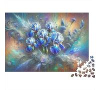 Blue Iris Flower Art Print Puzzle Impossibili 1000 Pezzi Decorazione Per La Casa. Rilassamento E Intelligence Per Adulti E Ragazzi Da 14 Anni 38x26cm/1000pcs