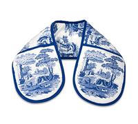 Blue Italian Guanto da Forno Doppio, Cotone, Blu & Bianco