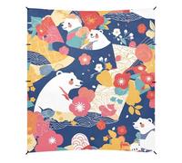 Blue Japanese Polar Bears Tenda da spiaggia pieghevole UPF50+, facile da installare, portatile, con sacchi di sabbia, pala per sabbia, pali per viaggi in famiglia, picnic e campeggio