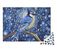 Blue Jay Art Print 100% Recycled Cardboard Starry Blue Jay 1000Pc Jigsaw Puzzle Adults Fun Activity for Rainy Days 52x38cm/1000pcs