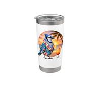 Blue Jay Bird Cocktail Hawaiian Summer Vacation Beach Tramonto Bicchiere termico in acciaio inox doppia parete