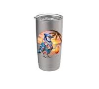 Blue Jay Bird Cocktail Hawaiian Summer Vacation Beach Tramonto Bicchiere termico in acciaio inox doppia parete