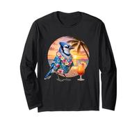 Blue Jay Bird Cocktail Hawaiian Summer Vacation Beach Tramonto Maglia a Manica