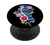 Blue Jay Bird x Flowers - Tatuaggio tradizionale Flash PopSockets PopGrip Adesivo