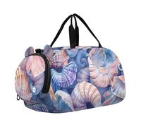 Blue Jay - Borsone da viaggio con stampa artistica per ragazzi e ragazze, borsone da viaggio per palestra, borsone per bambini, Conchiglie Blu Rosa, classico