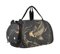 Blue Jay - Borsone da viaggio con stampa artistica per ragazzi e ragazze, borsone da viaggio per palestra, borsone per bambini, Golden Koi Fish Moon, classico