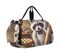 Blue Jay - Borsone da viaggio con stampa artistica per ragazzi e ragazze, borsone da viaggio per palestra, borsone per bambini, Cozy Raccoon Baker Pie, classico