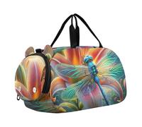 Blue Jay - Borsone da viaggio con stampa artistica per ragazzi e ragazze, borsone da viaggio per palestra, borsone per bambini, Bellissimi fiori di libellula, classico