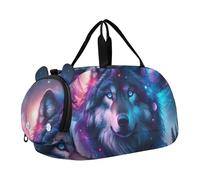 Blue Jay - Borsone da viaggio con stampa artistica per ragazzi e ragazze, borsone da viaggio per palestra, borsone per bambini, Stampa colorata con lupo spaziale, classico