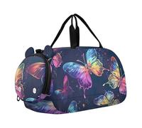 Blue Jay - Borsone da viaggio con stampa artistica per ragazzi e ragazze, borsone da viaggio per palestra, borsone per bambini, Farfalle colorate al neon, classico