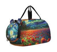 Blue Jay - Borsone da viaggio con stampa artistica per ragazzi e ragazze, borsone da viaggio per palestra, borsone per bambini, Papaveri Rossi Notte Stellata, classico