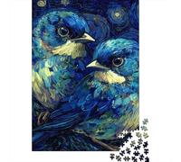 Blue Jay Painting Artwork Puzzle Impossible 1000Pcs Decorazione Per La Casa. Rilassamento E Intelligence Per Adulti E Ragazzi Da 14 Anni 52x38cm/1000pcs