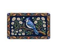 Blue Jay, tappetino scolapiatti floreale per bancone della cucina, tappetino scolapiatti in gomma assorbente vintage, tappetino scolapiatti in pelle PU primaverile, protezione per bar, 30,5 x 50,8 cm