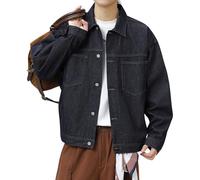 Blue Jean Jacket for Men Casual Denim Trucker Jacket Regular Fit Jean Coat Vintage Spring Fall Tops Blue Large