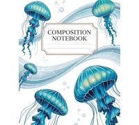 Blue Jellyfish Ocean Cute Composition Notebook, College Ruled: aesthetic journal with lined pages, vintage style, girly accents, and ocean vibes - perfect for school notes, fun writing, and women