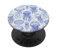 Blue Jellyfish Ocean Pattern Aquatic Marine Life PopSockets PopGrip Adesivo