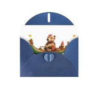 Blue JKIEGOQ - Biglietto di auguri con stampa di Little Bear Dragon Boat Race, 10,2 x 15,2 cm, per Natale, San Valentino, matrimonio, inviti per feste
