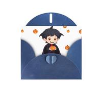 Blue JKIEGOQ - Biglietto di auguri con stampa di un bambino in costume da vampiro, 10,2 x 15,2 cm, per Natale, San Valentino, matrimonio, inviti per feste