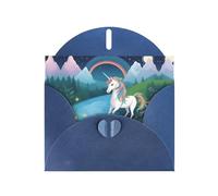 Blue JKIEGOQ - Biglietto di auguri con stampa di unicorni che corrono, 10,2 x 15,2 cm, per Natale, San Valentino, matrimonio, inviti per feste