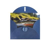 Blue JKIEGOQ Brook - Biglietto di auguri con stampa di pesca alla trota, 10,2 x 15,2 cm, per Natale, San Valentino, matrimonio, inviti per feste