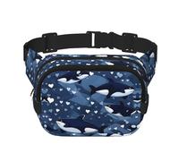 Blue Killer Whale Fitness borsa a tracolla da viaggio, alla moda e casual, marsupio quadrato a doppio strato, nero, taglia unica, Nero, One Size