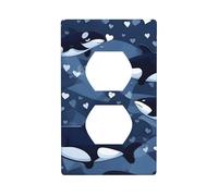 Blue Killer Whale - Kit pannello da parete duplex, 11,4 x 7 cm, copertura per presa elettrica per interruttore della luce, 1 pezzo