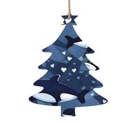 Blue Killer Whale - Set di decorazioni natalizie in legno a forma di albero di Natale, può essere appeso ad alberi di Natale e finestre, set da 6 pezzi