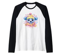 Blue Koala Inverno Ritratto Lover Graphic Giallo Rosa Sciarpa Maglia con Maniche Raglan