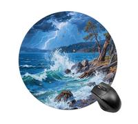 Blue Lake Tahoe - Tappetino per mouse da gioco, da donna, rotondo, con base in gomma antiscivolo, lavabile, per computer portatile, casa, ufficio, scrivania, 19 x 20 cm