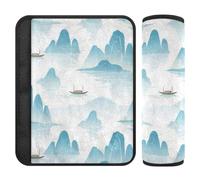 Blue Landscape Boat - Confezione da 2 cinghie per cintura di sicurezza, protegge collo e spalle, supporto per il collo del seggiolino auto per zaino