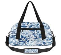 Blue Leaves - Borsone da viaggio per bambini con stampa a foglie, leggero, per sport, palestra, weekend, da viaggio, da ballo, Foglie blu., 18.5L x 7.8W x 9.4H