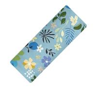 Blue Leaves Floral Simple stampato non tossico yoga mat chimico libero gomma naturale antiscivolo, con Yoga bag tapete para ejercicio 71x26 pollici per esterno