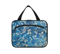 Blue Leaves Hanging Make up Bags per le donne con gancio, borsa da barba moda designer per gli uomini per gli elementi essenziali per le donne viaggio bolso de maquillaje para Mujer L