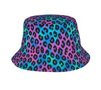 Blue Leopard Pink Print Donna Uomo Cappello da Sole Traspirante Cappelli A Secchiello Pieghevole Bucket Hat per Trekking Spiaggia All'Aperto Campeggio