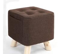 Blue Linen Foot Stool Ottoman for Living Room and Bedroom Small Square Rest Stool for Shoe Change 28x28x31cm