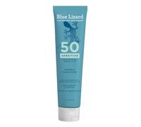BLUE LIZARD Sensitive Mineral Sunscreen with Zinc Oxide 50+ Water Resistant UVAUVB Protection with Smart Cap Technology Fragrance Free, Sensitve, SPF 50 - - Tube, Unscented, 5 Fl Oz