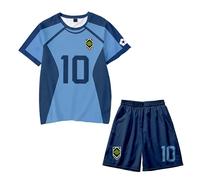 Blue Lock - Set composto da maglietta e pantaloncini a maniche corte dell'anime Isagi Yoichi Hyouma Chigiri, 2 pezzi, da uomo, N. 10., L