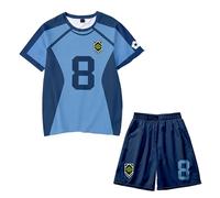 Blue Lock - Set composto da maglietta e pantaloncini a maniche corte dell'anime Isagi Yoichi Hyouma Chigiri, 2 pezzi, da uomo, N. 8., L