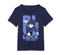 Blue Lock Yoichi Isagi Running Through Big Chest Portrait Maglietta, Donna Plus-Size, Navy, 4X