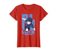 Blue Lock Yoichi Isagi Running Through Big Chest Portrait Maglietta, Donna, Rosso, 3XL