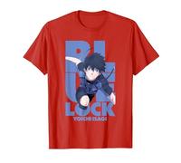 Blue Lock Yoichi Isagi Running Through Big Chest Portrait Maglietta, Uomo, Rosso, 3XL